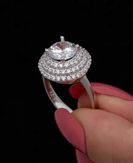 Gümüş 3 Sıra Taşlı Anturaj Kadın Yüzük