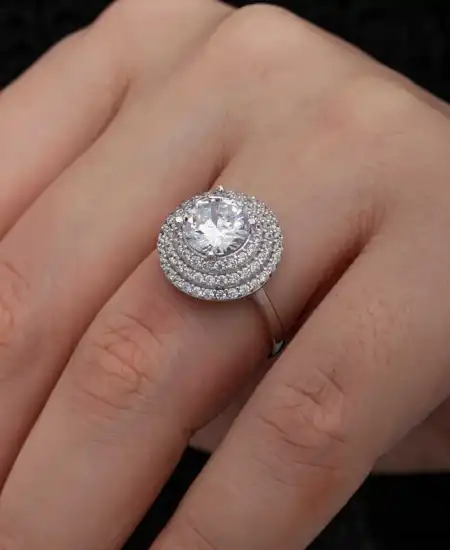 Gümüş 3 Sıra Taşlı Anturaj Kadın Yüzük