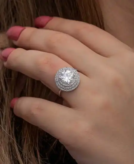 Gümüş 3 Sıra Taşlı Anturaj Kadın Yüzük