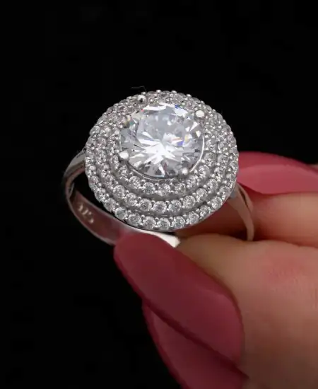 Gümüş 3 Sıra Taşlı Anturaj Kadın Yüzük