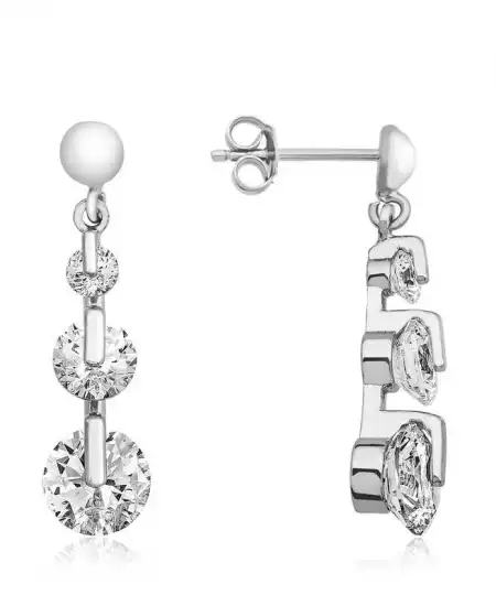 Gümüş 3 Taş Tria Çivili Küpe