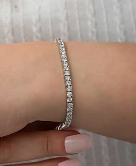 Gümüş 3.5 Mm Beyaz Taşlı Su Yolu Kadın Bileklik