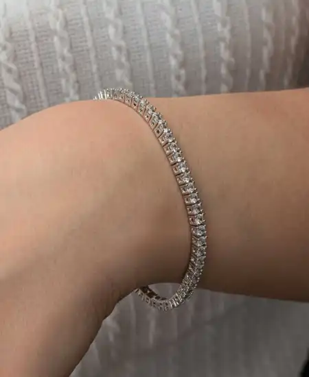 Gümüş 3.5 Mm Beyaz Taşlı Su Yolu Kadın Bileklik