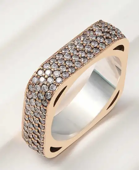 Gümüş 4 Sıra Kare Tamtur Kadın Yüzük