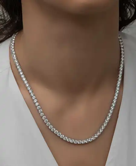 Gümüş 5 Mm Beyaz Taşlı Su Yolu Kadın Kolye