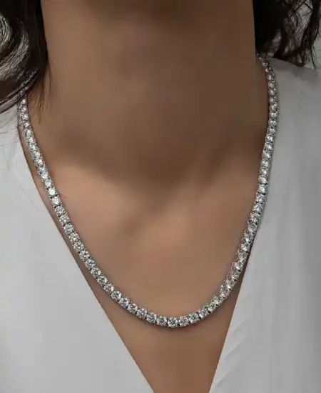 Gümüş 5 Mm Beyaz Taşlı Su Yolu Kadın Kolye