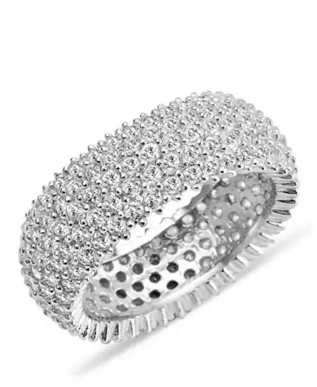 Gümüş 5 Sıra Beyaz Tamtur Bayan Alyans Yüzük