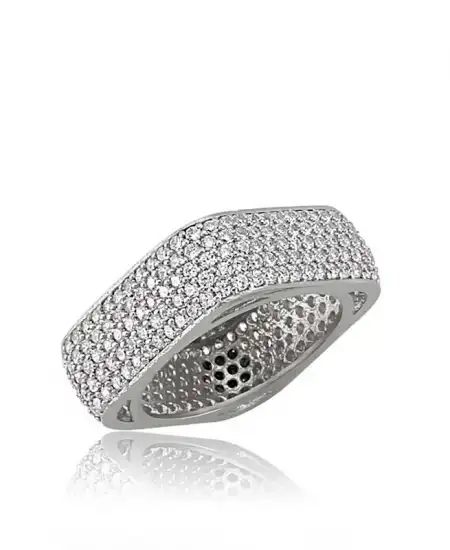 Gümüş 5 Sıra Köşeli Tamtur Bayan Alyans Yüzük