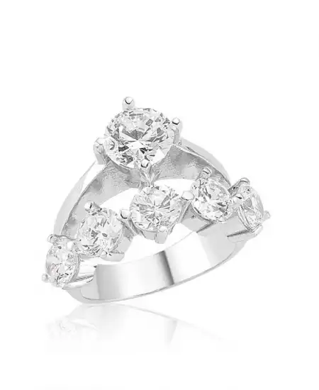 Gümüş 5 Sıra Tek Taş Bayan Yüzük