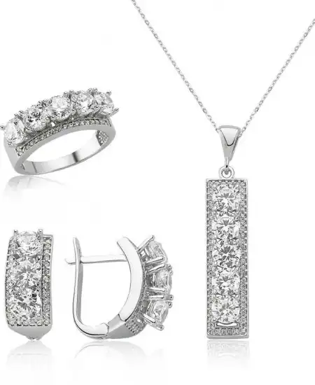 Gümüş 5 Taş Bayan Set