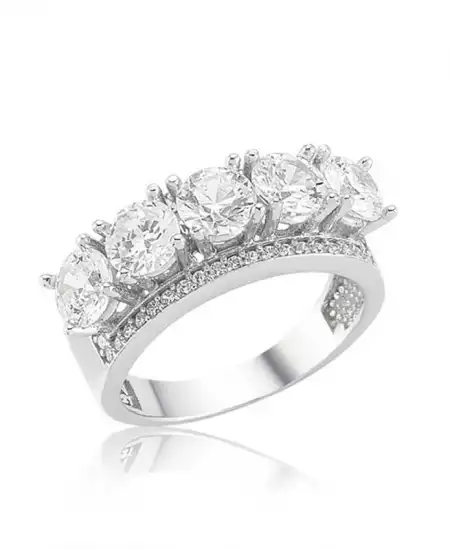 Gümüş 5 Taş Bayan Yüzük