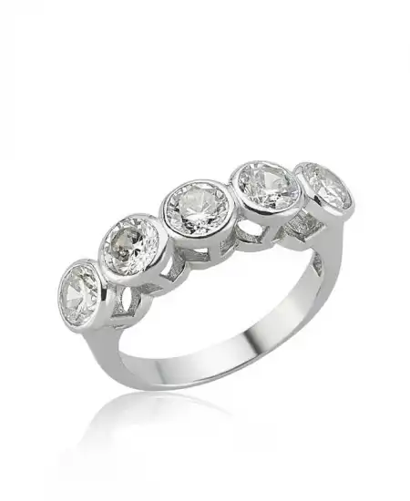 Gümüş 5 Taş Bayan Yüzük