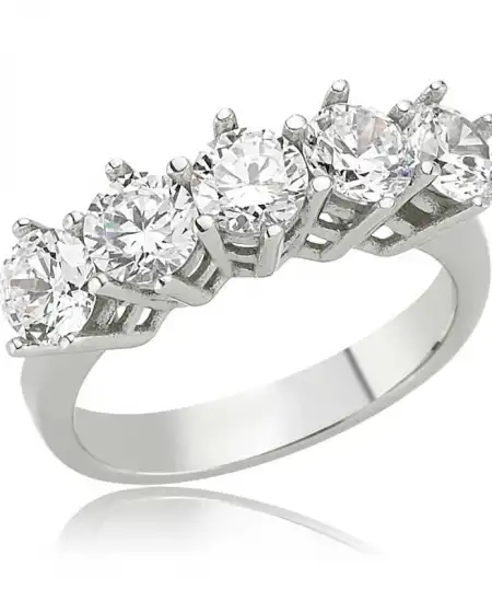 Gümüş 5 Taş Bayan Yüzük