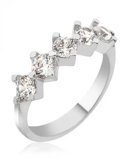 Gümüş 5 Taş Bayan Yüzük