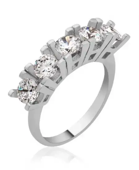 Gümüş 5 Taş Bayan Yüzük