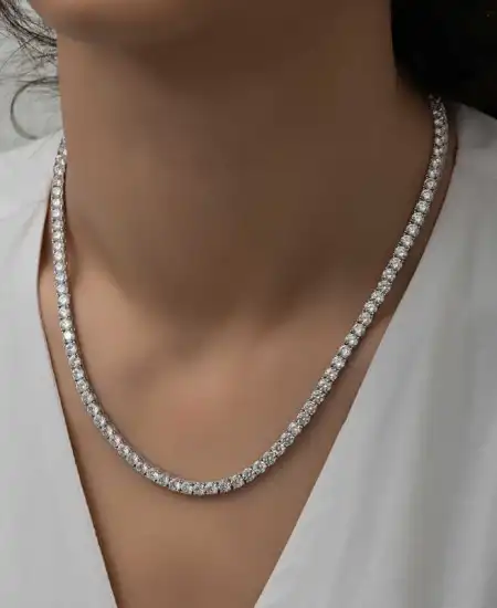 Gümüş 6 Mm Beyaz Taşlı Su Yolu Kadın Kolye