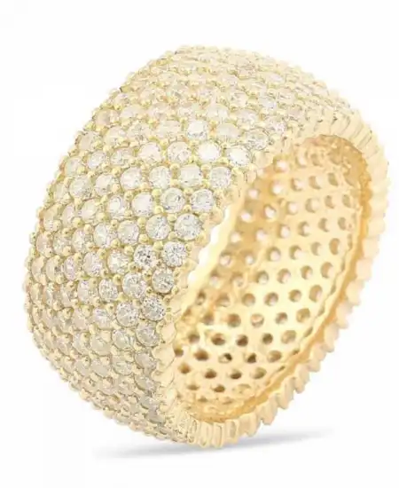 Gümüş 7 Sıra Altın Kaplama Tamtur Bayan Yüzük