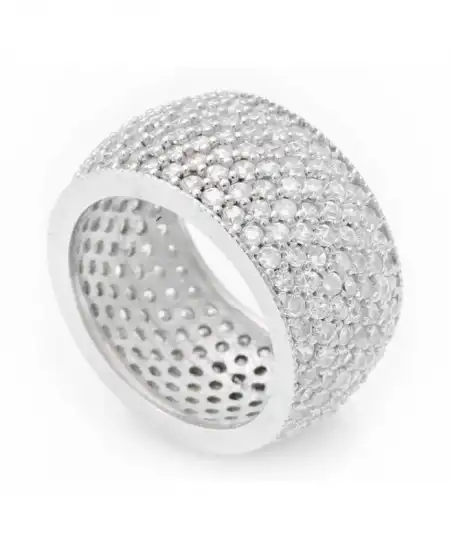 Gümüş 7 Sıra Beyaz Tamtur Bayan Alyans Yüzük