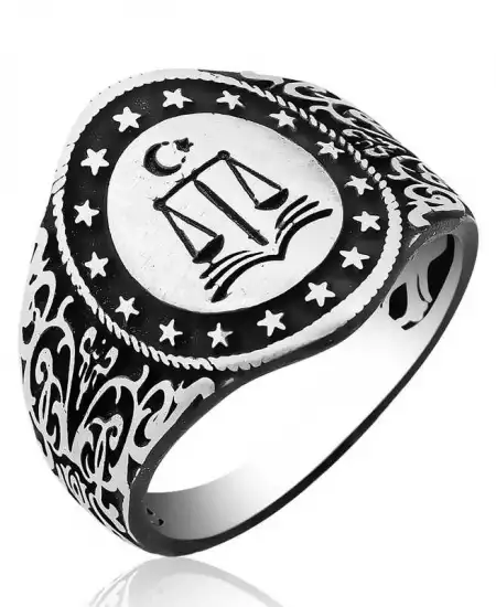 Gümüş Adalet Terazisi Erkek Yüzük