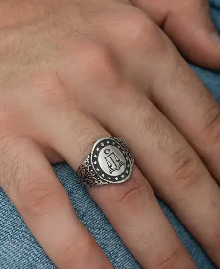 Gümüş Adalet Terazisi Erkek Yüzük