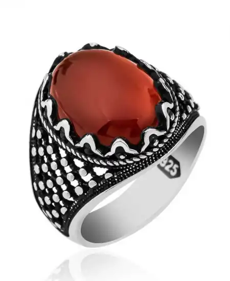 Gümüş Akik Erkek Yüzük