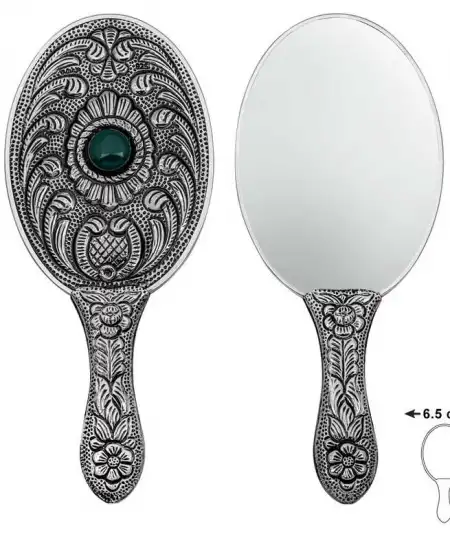 Gümüş Akik Taşlı El Aynası