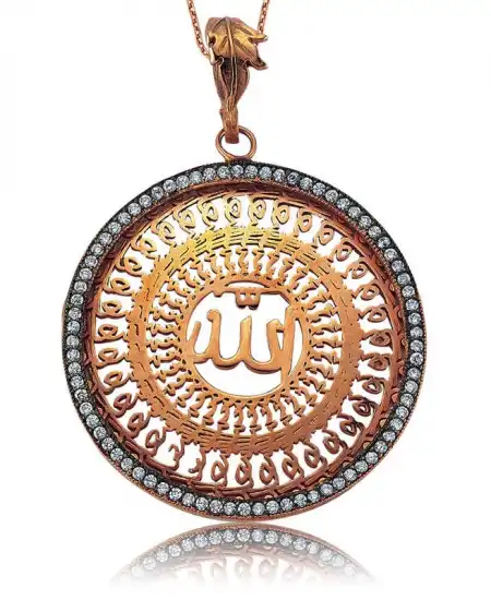 Gümüş Allah Yazılı Bayan Kolye