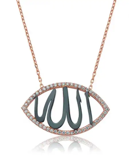 Gümüş Allah Yazılı Bayan Kolye