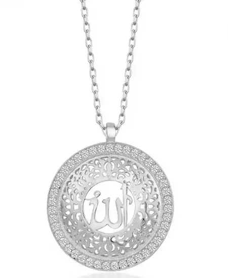 Gümüş Allah Yazılı Kadın Kolye
