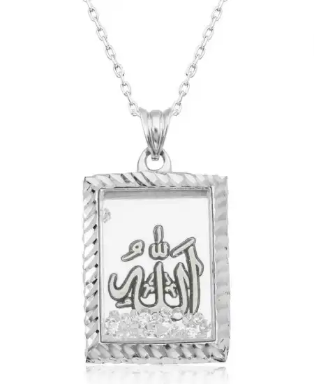 Gümüş Allah Yazılı Kadın Kolye