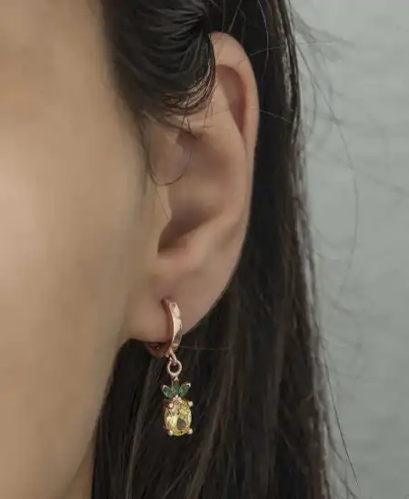 Gümüş Ananas Figür Meyve Küpe