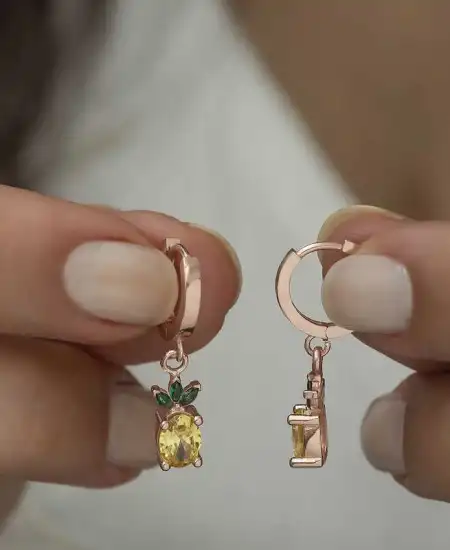 Gümüş Ananas Figür Meyve Küpe