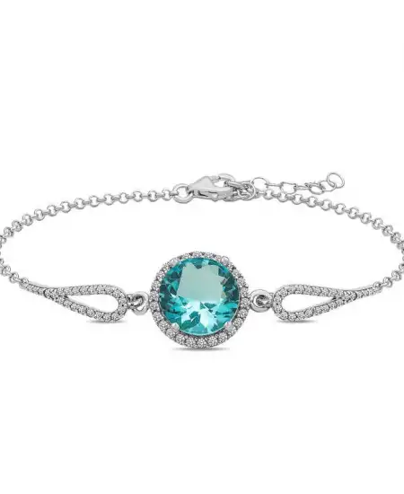 Gümüş Aquamarine Bayan Bileklik