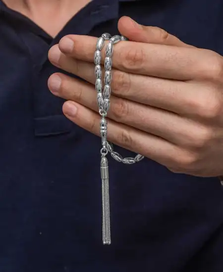 Gümüş Arpa Kesim Erkek Tesbih