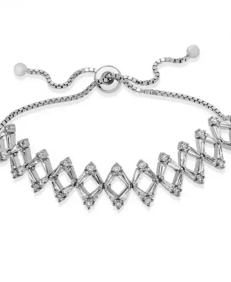 Gümüş Asansörlü Baget Taşlı Bayan Bileklik