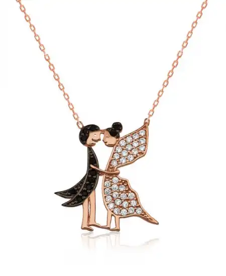 Gümüş Aşık Kelebekler Bayan Kolye