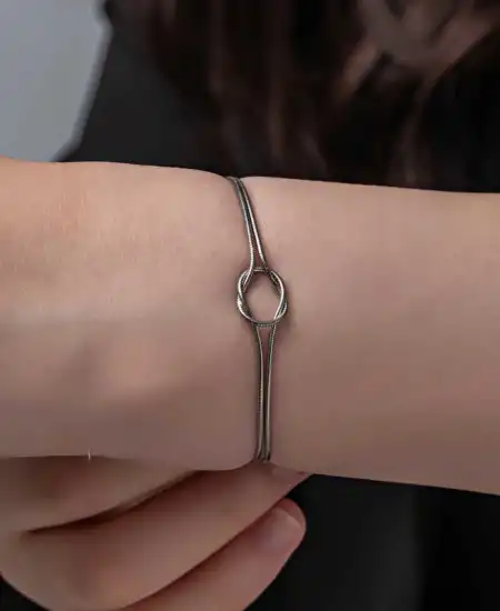 Gümüş Aşk Düğüm Kadın Bileklik