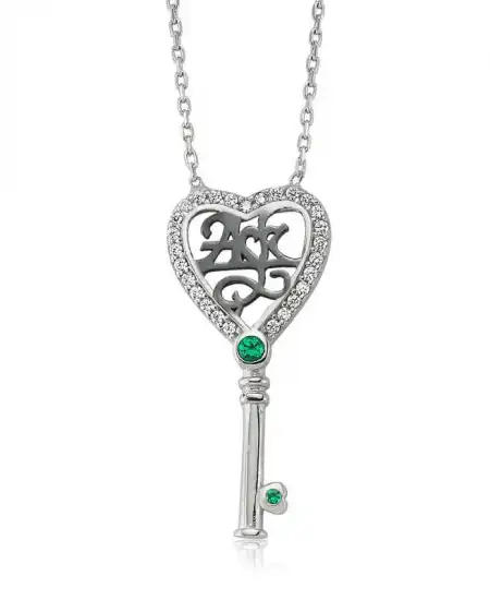 Gümüş Aşk Yazılı Anahtar Bayan Kolye