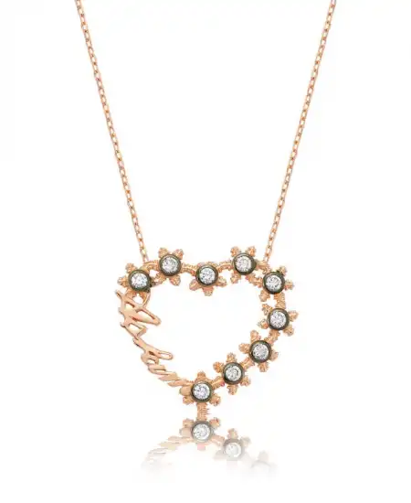 Gümüş Aşkım Yazılı Kalpli Bayan Kolye