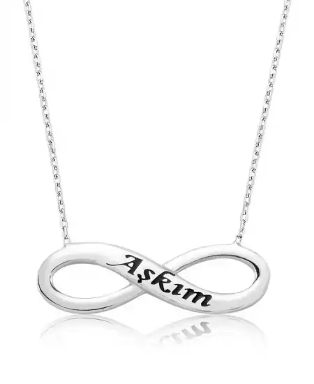 Gümüş Aşkım Yazılı Sonsuzluk Bayan Kolye
