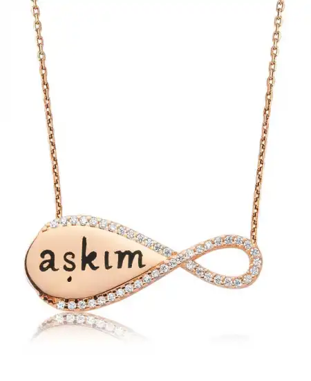 Gümüş Aşkım Yazılı Sonsuzluk Bayan Kolye