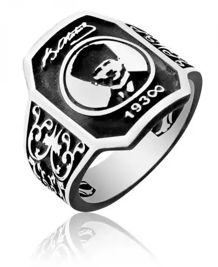 Gümüş Atatürk Silüeti Erkek Yüzük