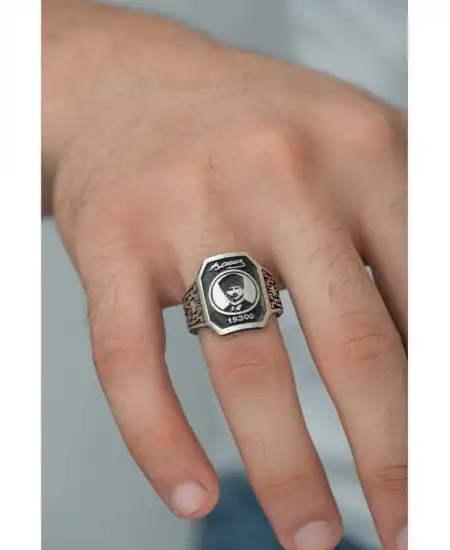 Gümüş Atatürk Silüeti Erkek Yüzük