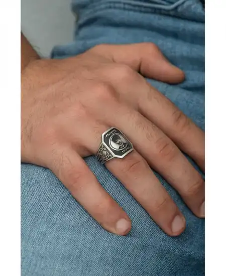 Gümüş Atatürk Silüeti Erkek Yüzük