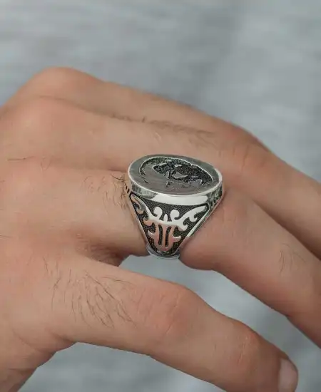 Gümüş Atatürk Silüeti Erkek Yüzük