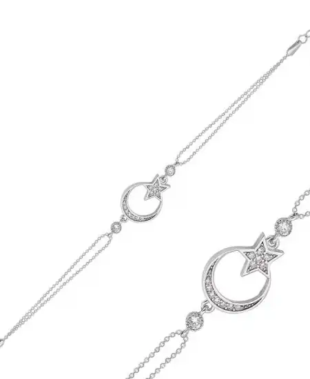 Gümüş Ay Yıldız Bayan Bileklik