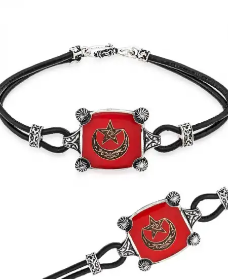 Gümüş Ay Yıldız Erkek Bileklik