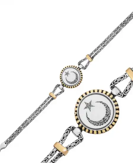 Gümüş Ay Yıldız Erkek Bileklik