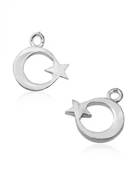 Gümüş Ay Yıldız Tesbih Püskül Ucu