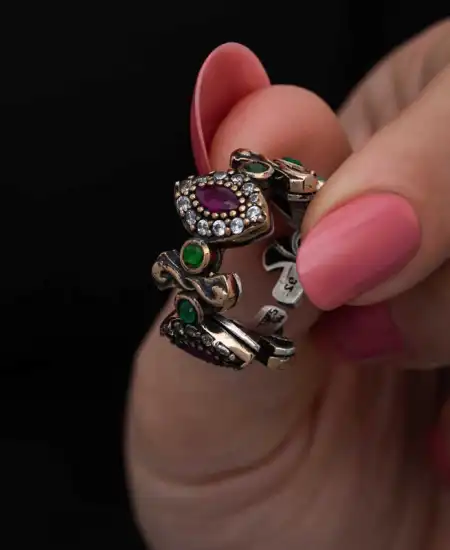 Gümüş Ayarlanabilen Otantik Mekik Kadın Yüzük